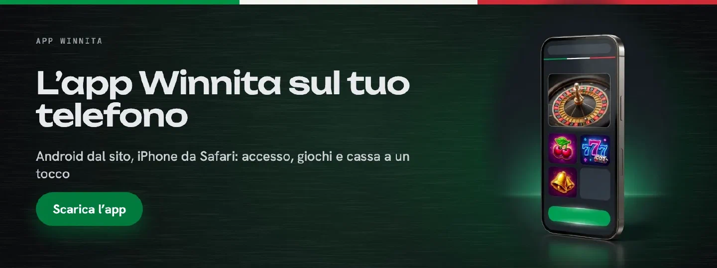L'app Winnita sul telefono: accesso, giochi e cassa a un tocco